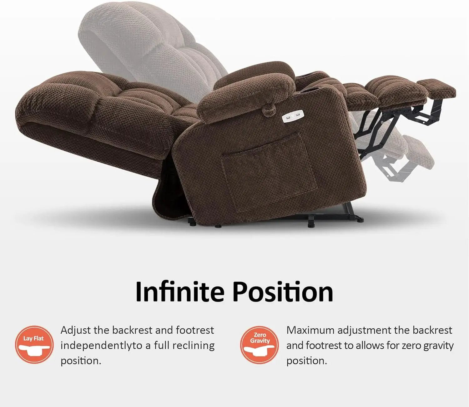 Large Power Lift Recliner With Massage And USB Ports from PriceLows™
