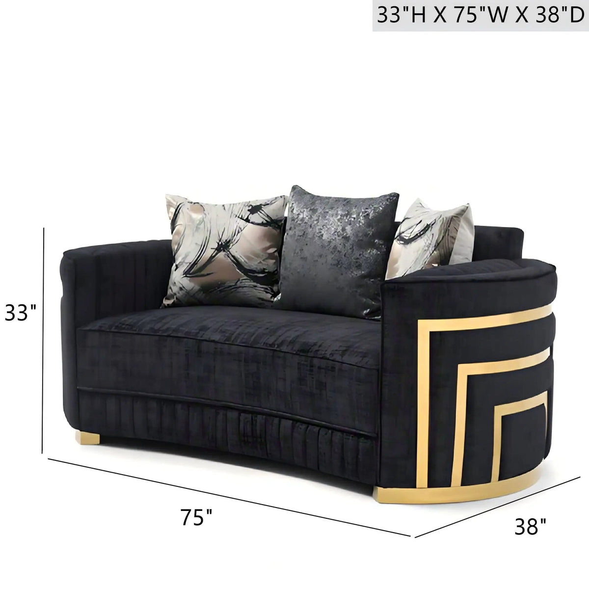 Soledad Loveseat | 75 x 38 x 33 in | Living Room Furniture | Black