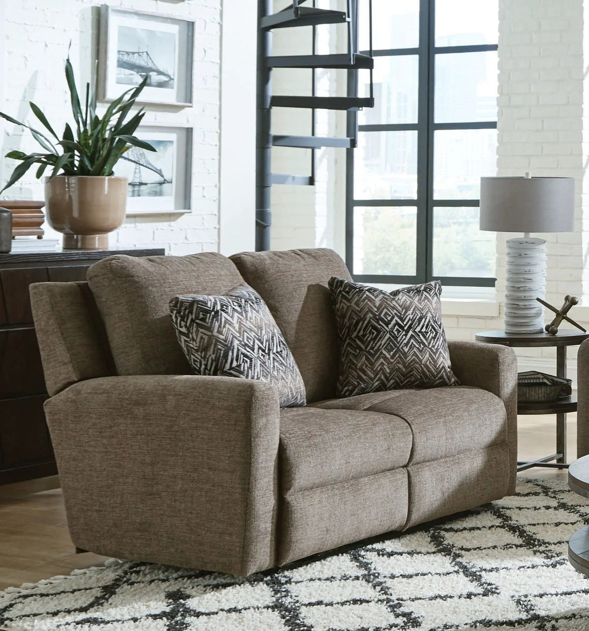 Calvin Reclining Loveseat | 4 Pieces | Chenille & Fabric | Living Room