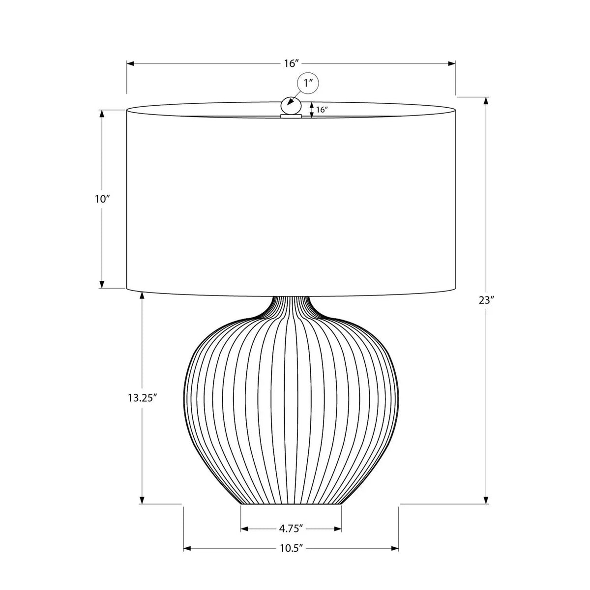 Black Ceramic Table Lamp | Textured Base | 23 Inch Height | 3-Way Rotary Switch