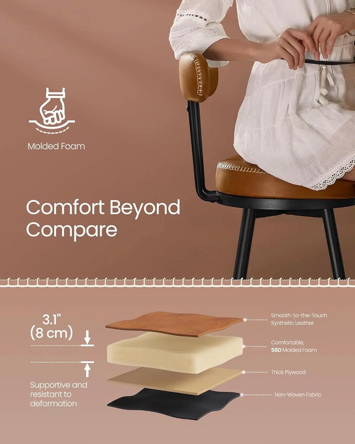 Swivel Bar Stools Set of Two for Kitchen from PriceLows™