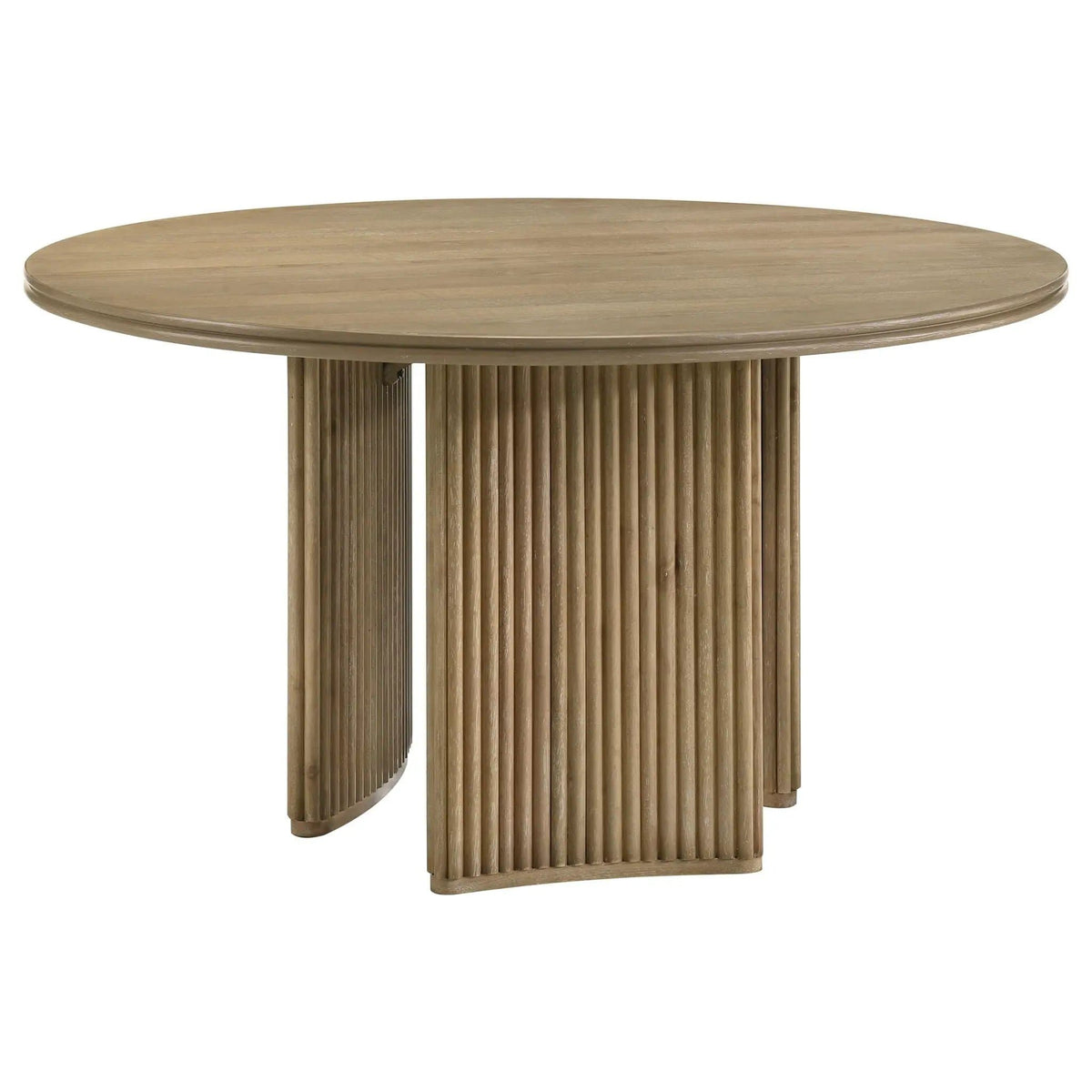 Adina 53-inch Round Wood Dining Table Distressed Light | 53.25 x 53.25 x 30 in | Rubberwood & Engineered Wood | Brown