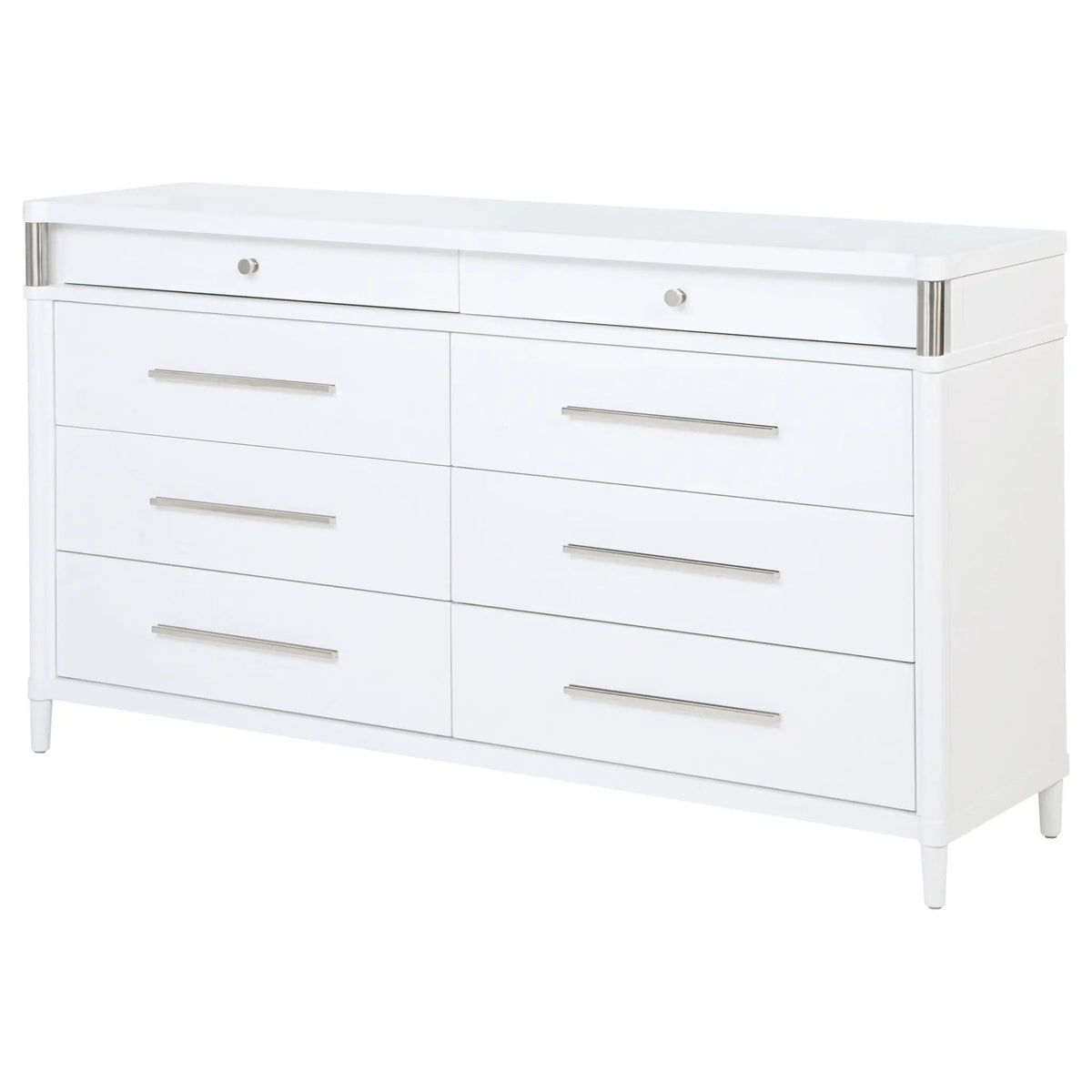 Gracemont 8-drawer Bedroom Dresser Cabinet | 65.5 x 18 x 36.25 in | Rubberwood & Engineered Wood | White