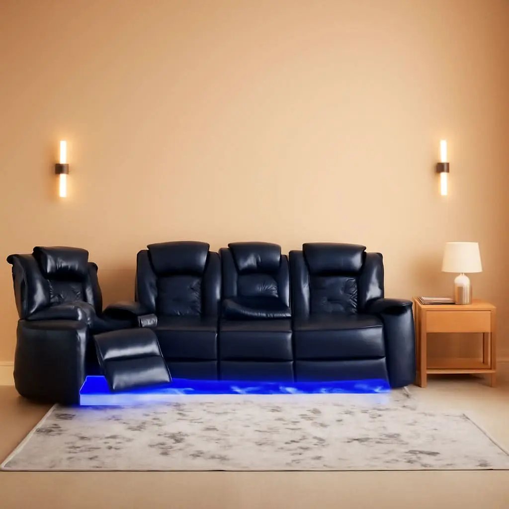 Black 3Piece Power Recliner Sofa Set With LED Light from PriceLows™