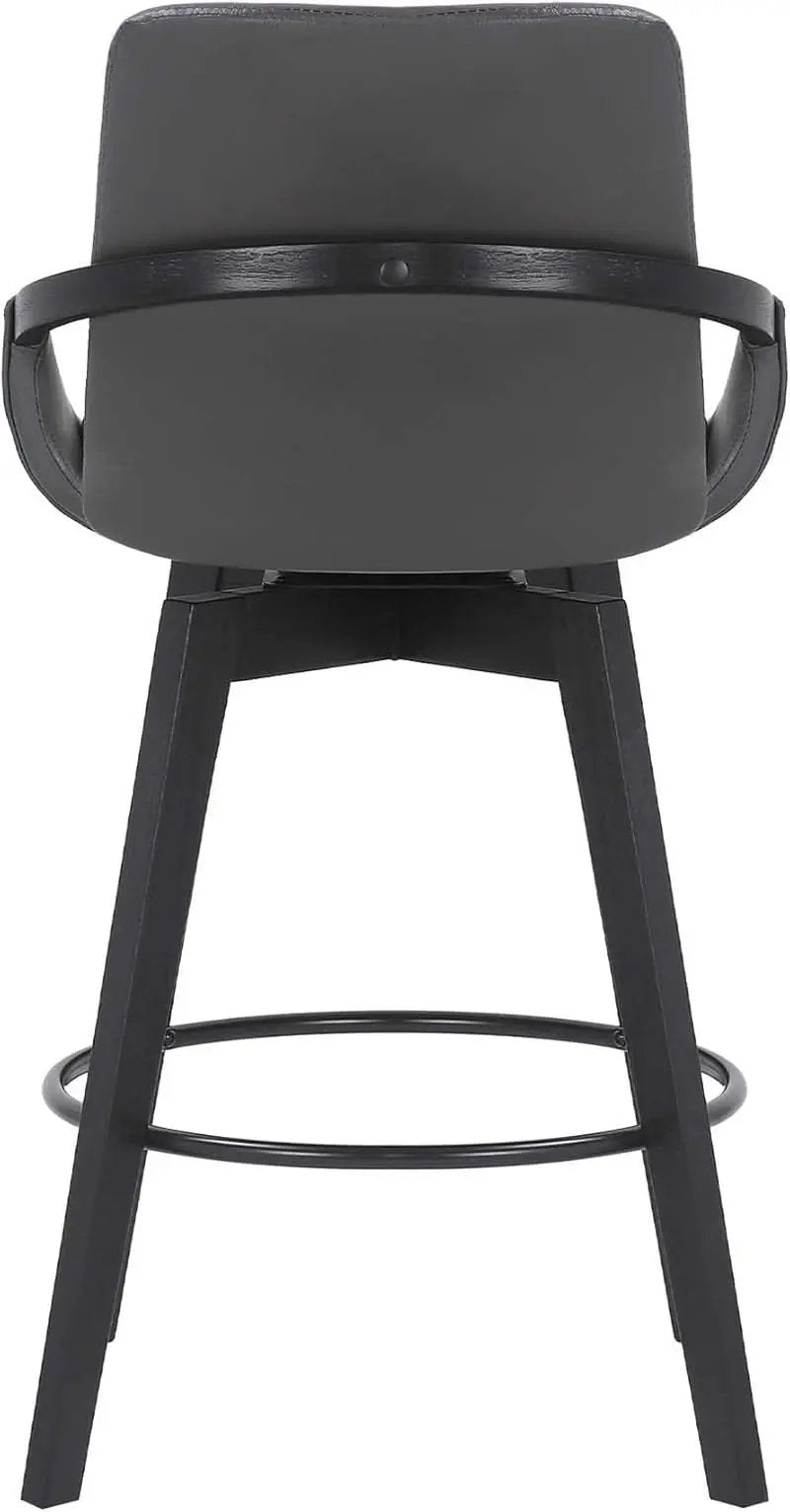 Mid Century Swivel Bar Stool Gray Faux Leather 26 Inch Seat from PriceLows™
