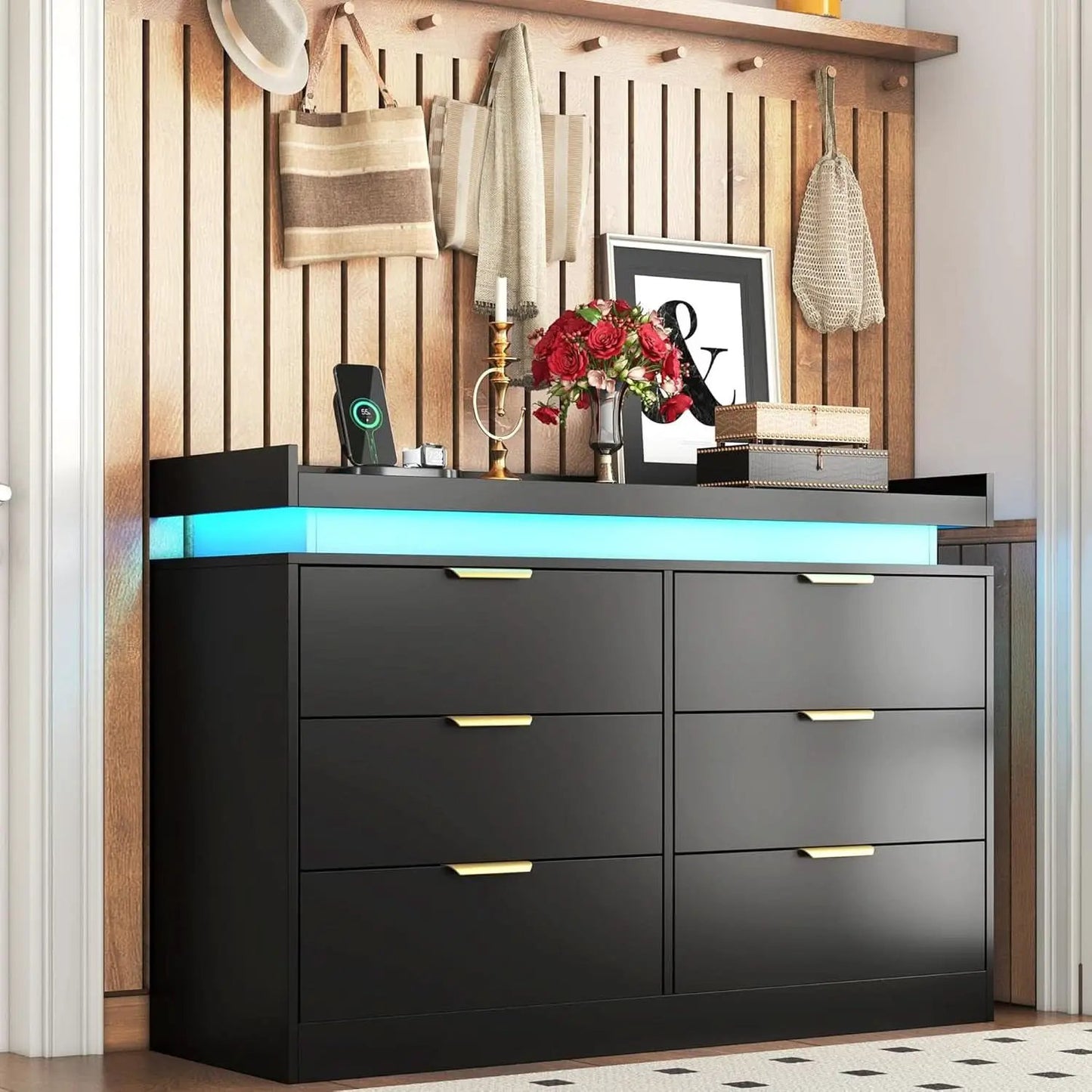 Six Drawer Dresser With LED Illumination Enhancement from PriceLows™