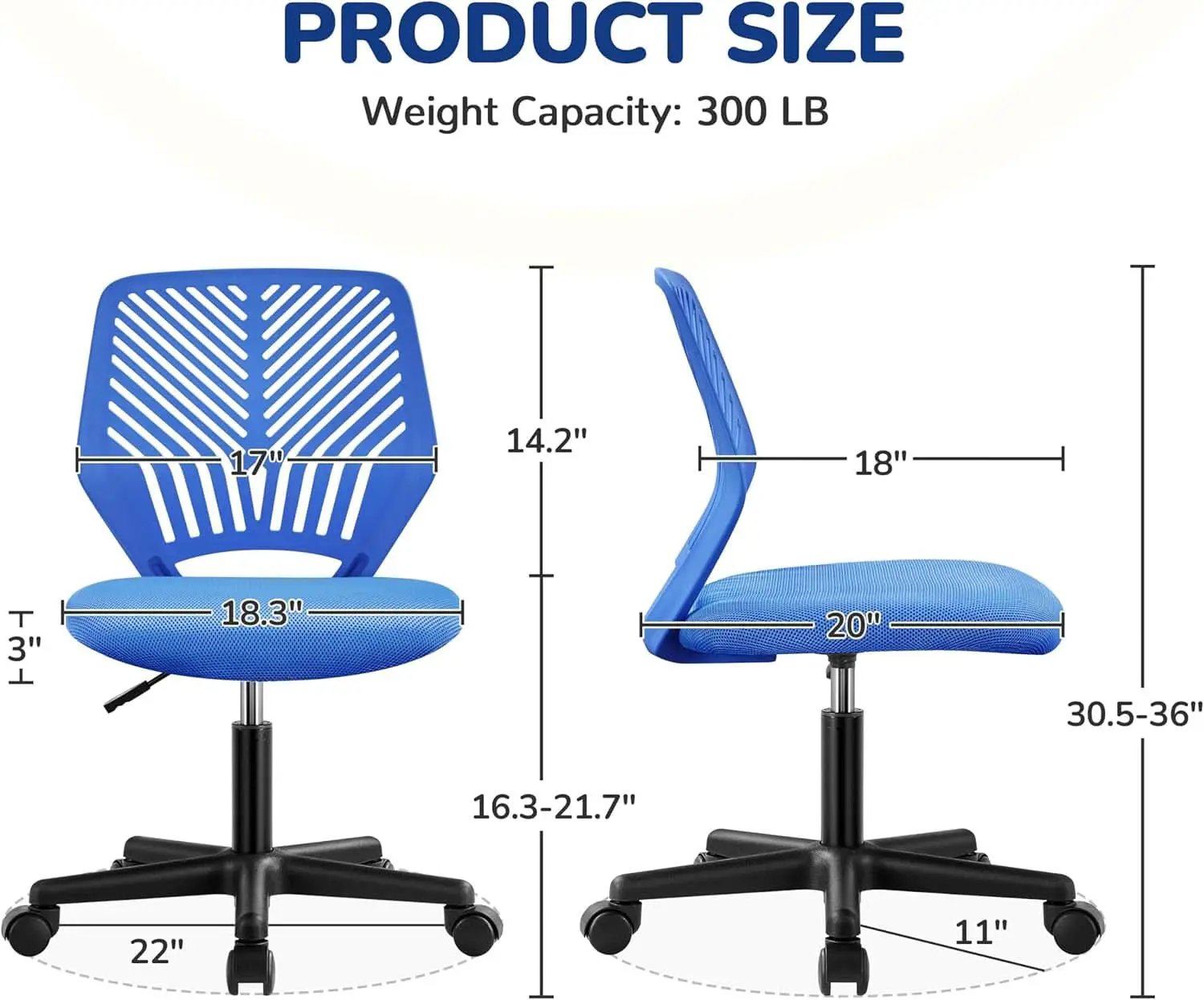 Blue Adjustable Student Desk Chair With Lumbar Support from PriceLows™