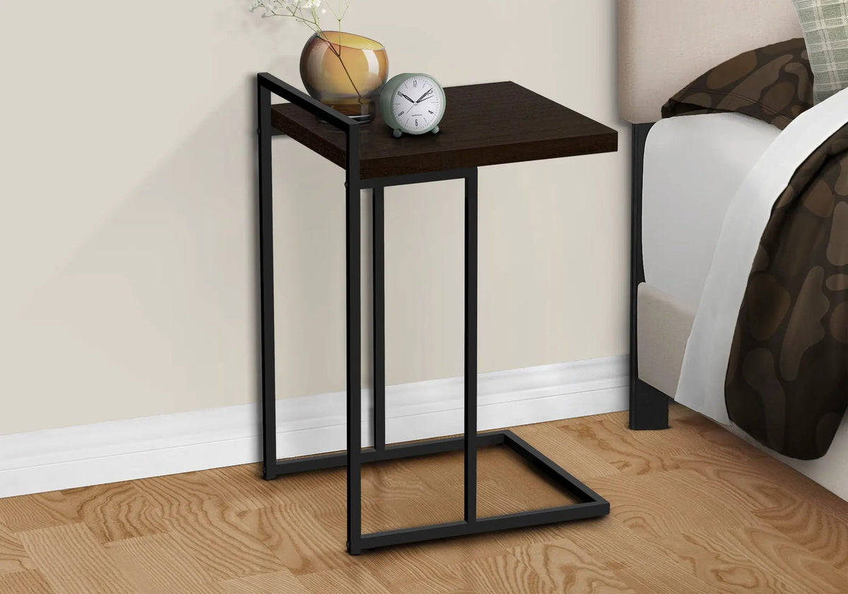 Versatile C-Shaped Accent Table | Metal Base | Generous Tabletop | Portable And Lightweight
