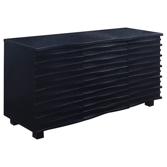 Stanton 3-drawer Sideboard Buffet Storage Cabinet | 59 x 20 x 30.25 in | Rubberwood & Engineered Wood | Black