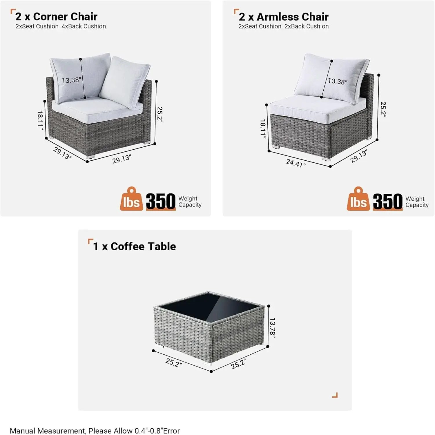 Outdoor Seven Piece Conversation Set with Coffee Table from PriceLows™
