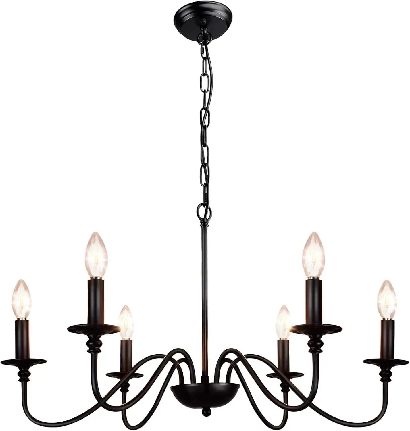 Six Light Black Industrial Farmhouse Chandelier Pendant from PriceLows™
