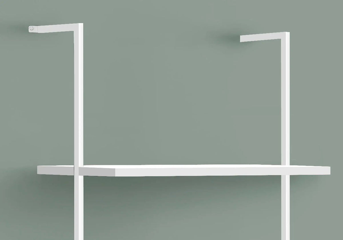 5 Tier Ladder Etagere Bookcase | 72 Inch Height | Satin Metal Frame | Open Shelves