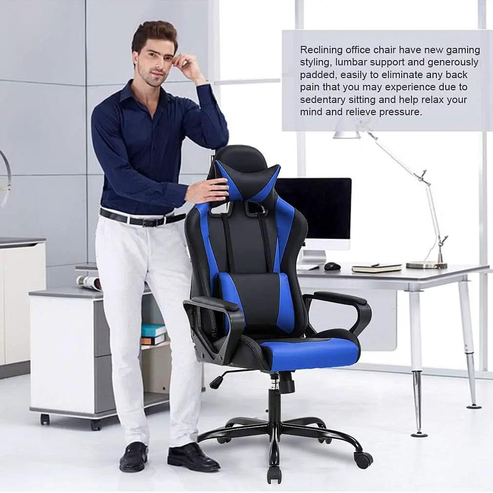 Blue High Back Ergonomic Gaming Chair With Lumbar Support from PriceLows™