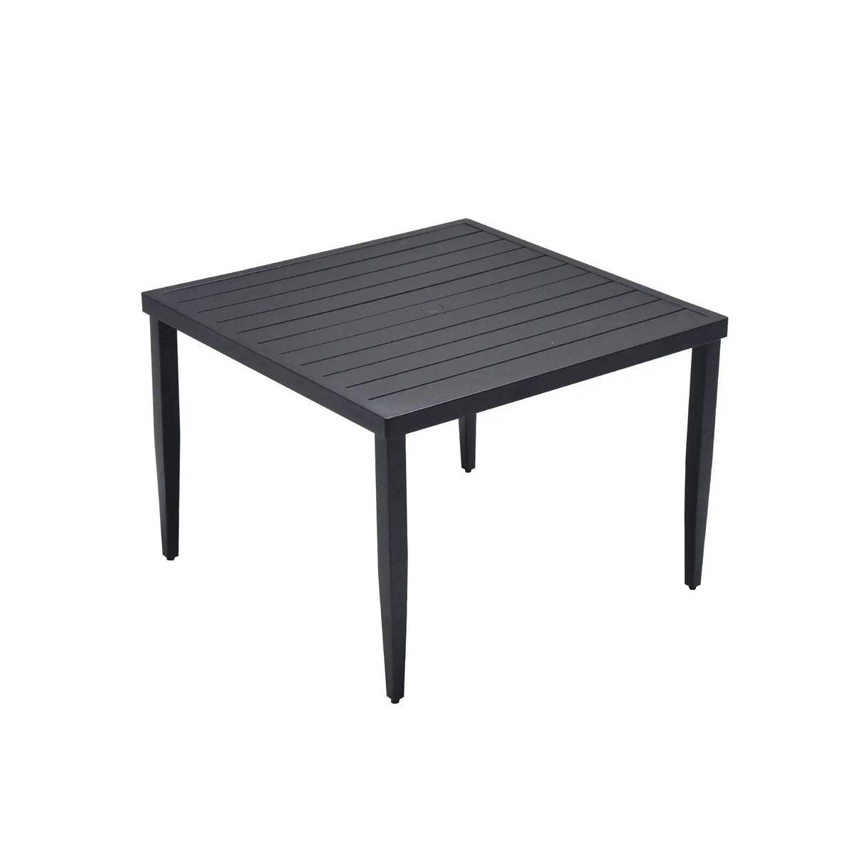 Outdoor Dining Table | Aluminum Frame | Tapered Legs | Umbrella Hole