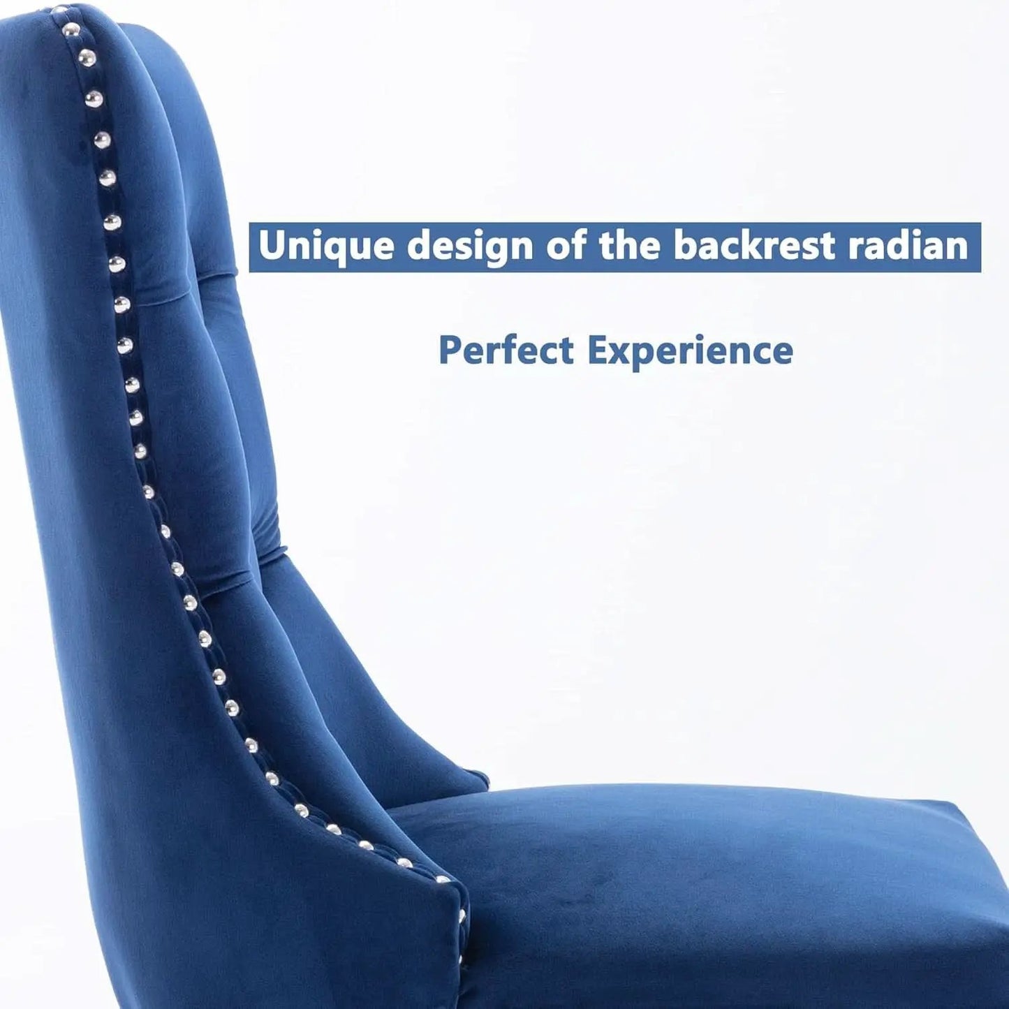 Tufted Velvet Dining Chairs Set of 4 Blue With Nailhead Back from PriceLows™