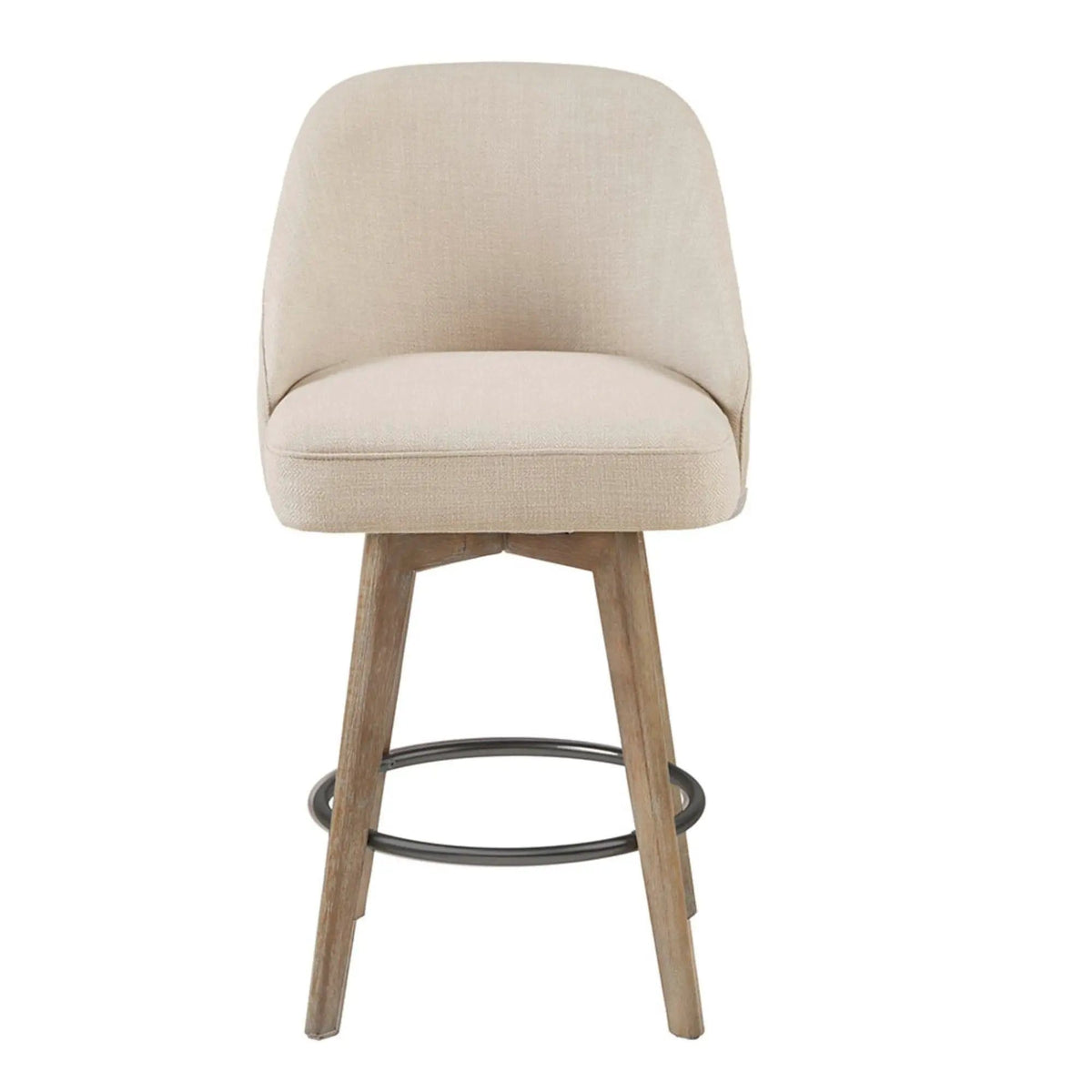 Counter Stool With Swivel Seat Counter Height (24"-27") | 2 Pieces | Solid Wood & Fabric | Home