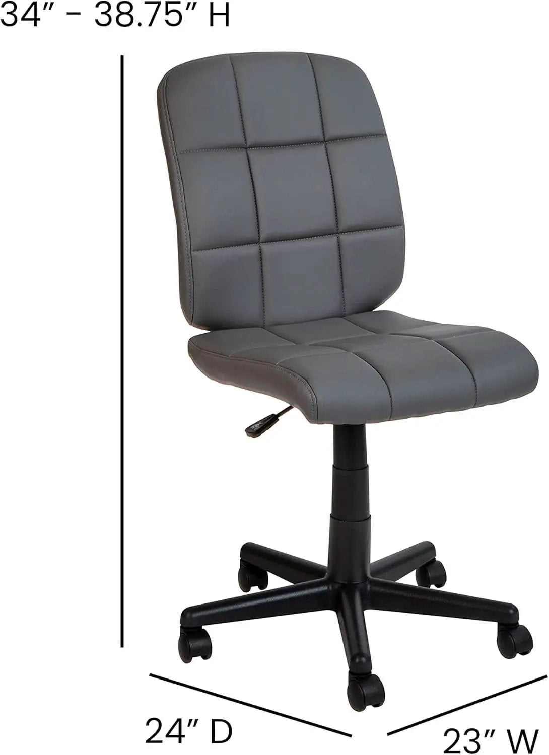 Clayton Mid Back Swivel Task Chair Gray Vinyl Upholstery from PriceLows™