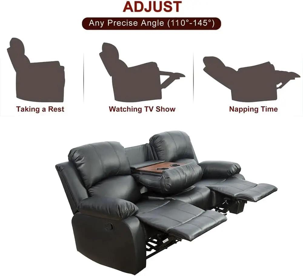 Leather Recliner Sofa Set Black For Living Room And Small Spaces from PriceLows™