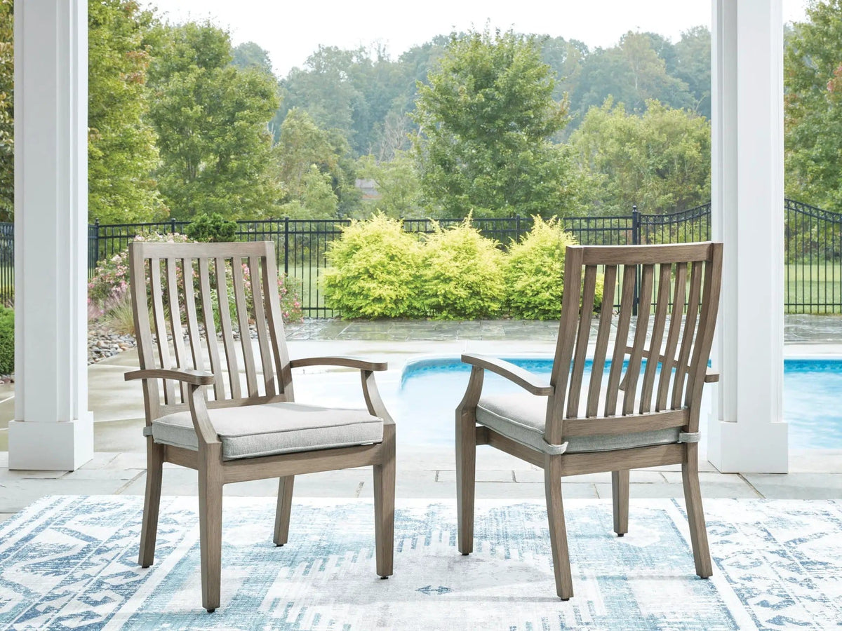 Rainier Ranch Arm Chair With Cushion (Set of 2) | 24.5 x 27.25 x 38.88 in | Polyester & Fabric | Brown / Beige
