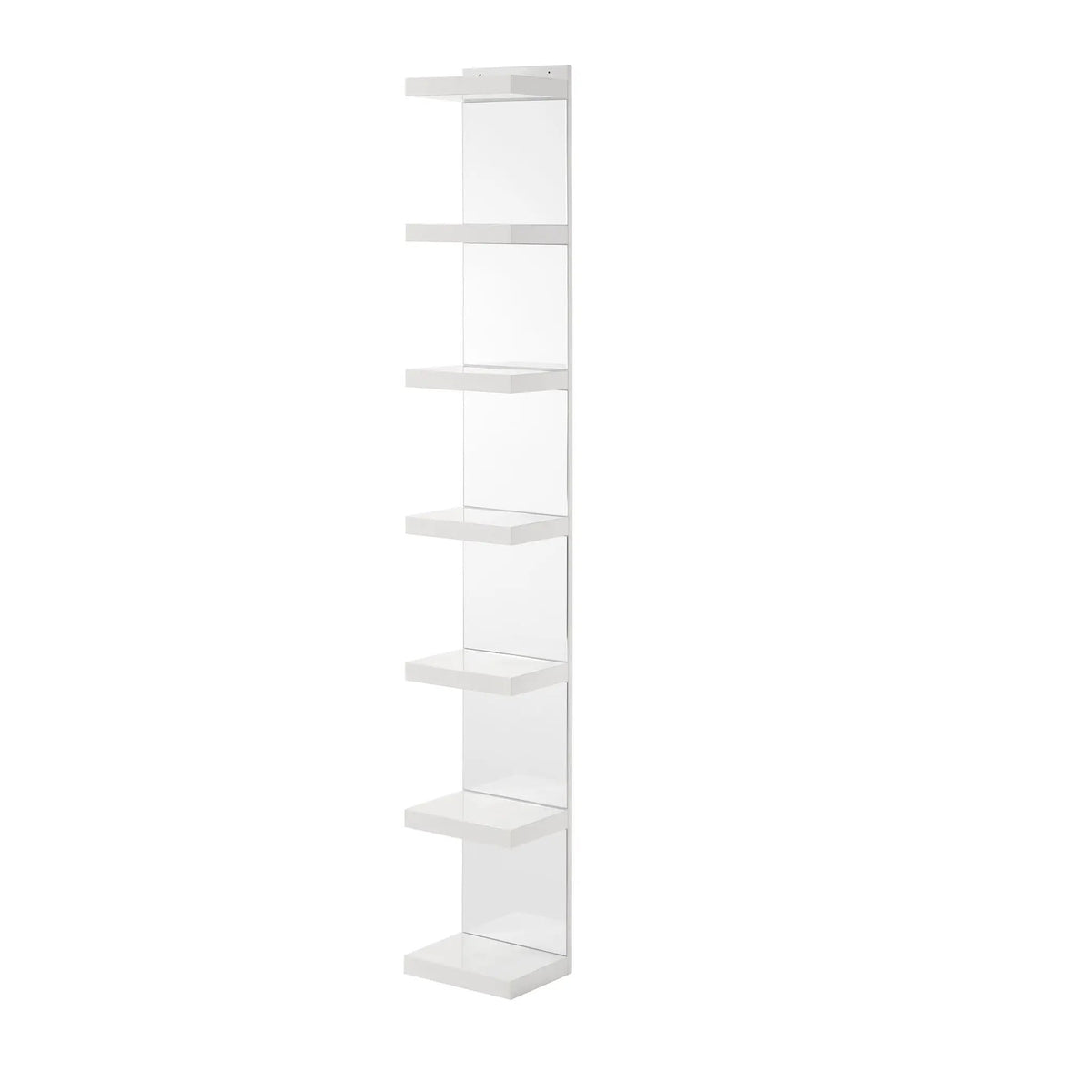 Glam Open Shelving Rack | Mirrored Back | Cream And White | 74.8 Inch Height