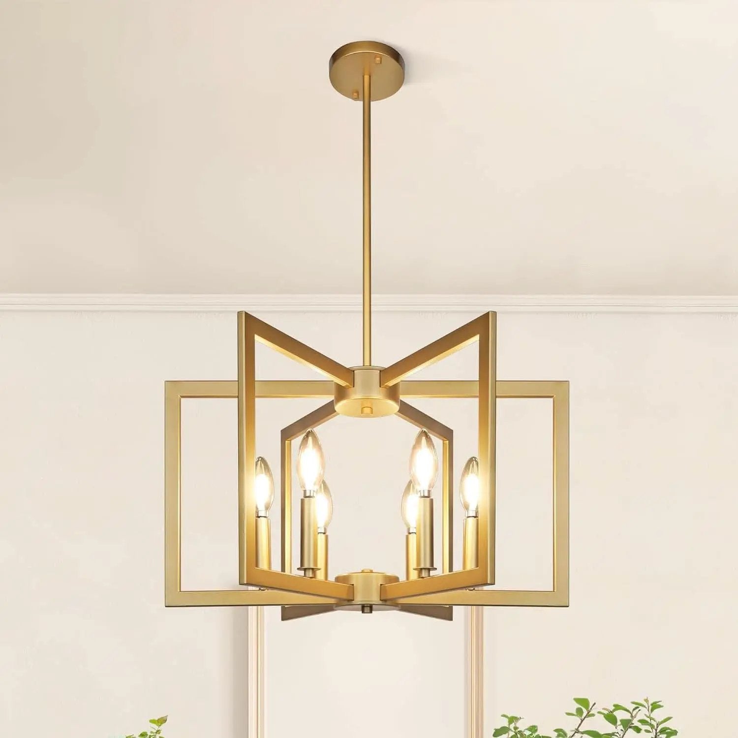 Six Light Gold Pendant Light Modern Farmhouse Chandelier from PriceLows™