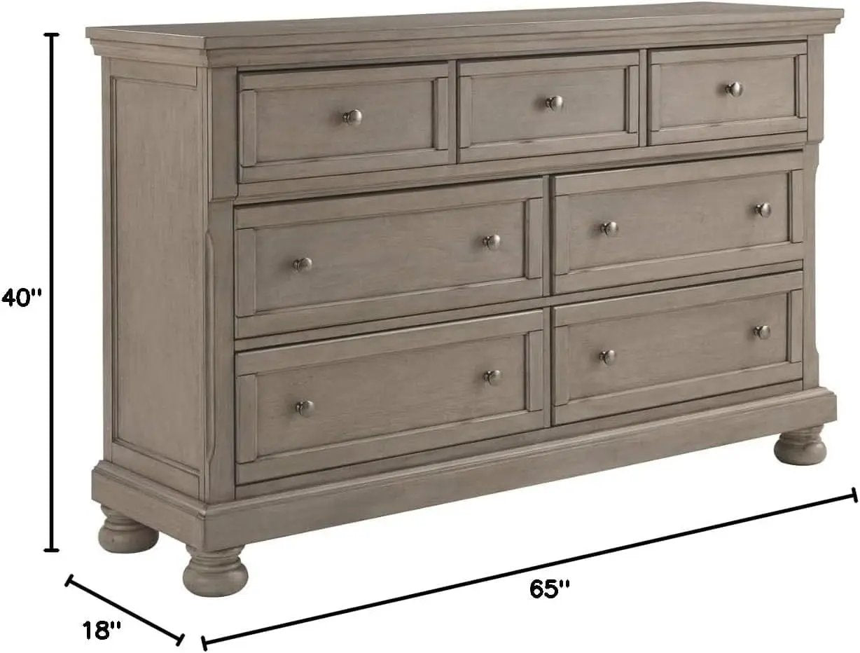 Lettner Modern Traditional 7 Drawer Dresser In Light Gray from PriceLows™