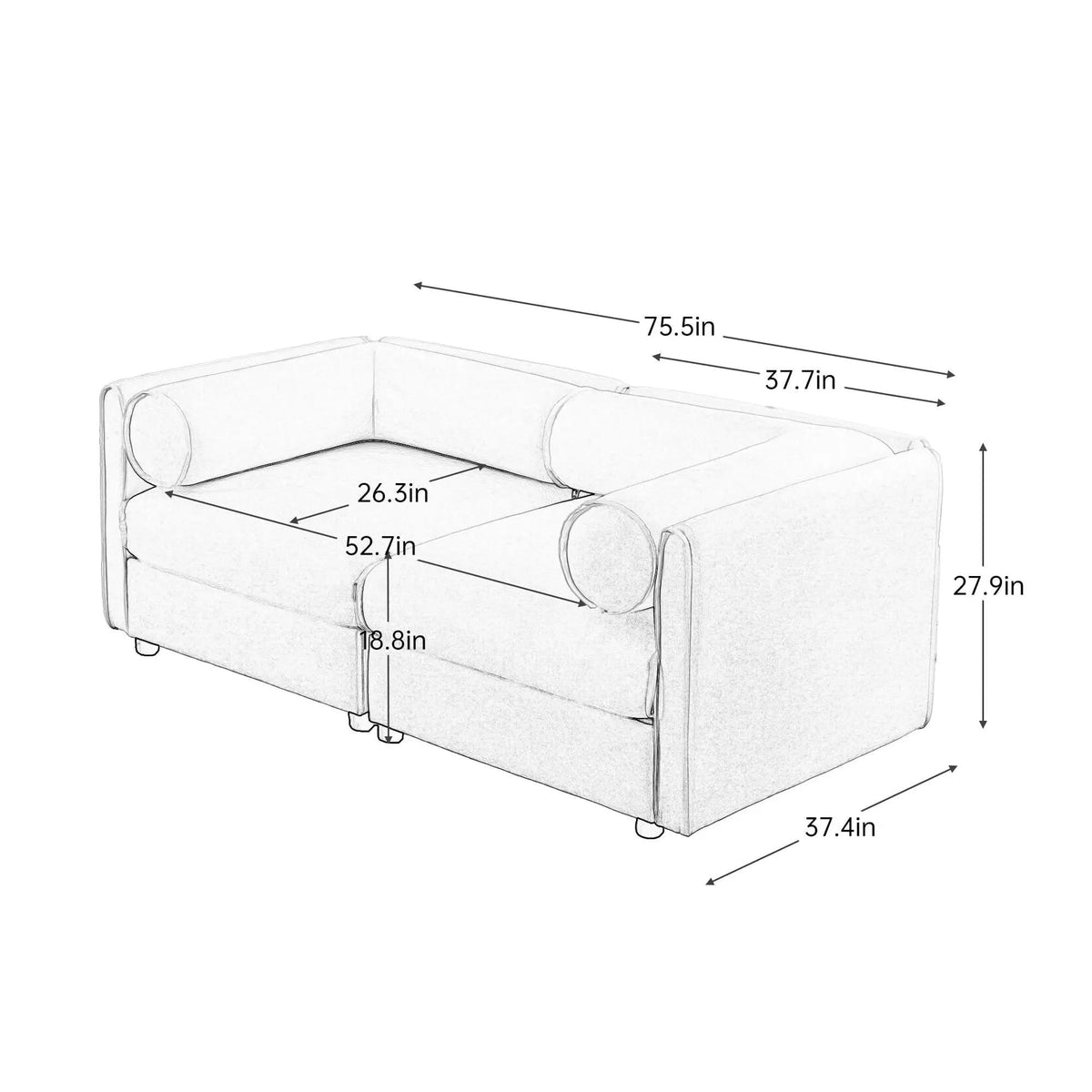 Stylish Sofa With Storage Seat And Cylindrical Backrest | Stationary Sofa | Living Room Furniture | Living Room