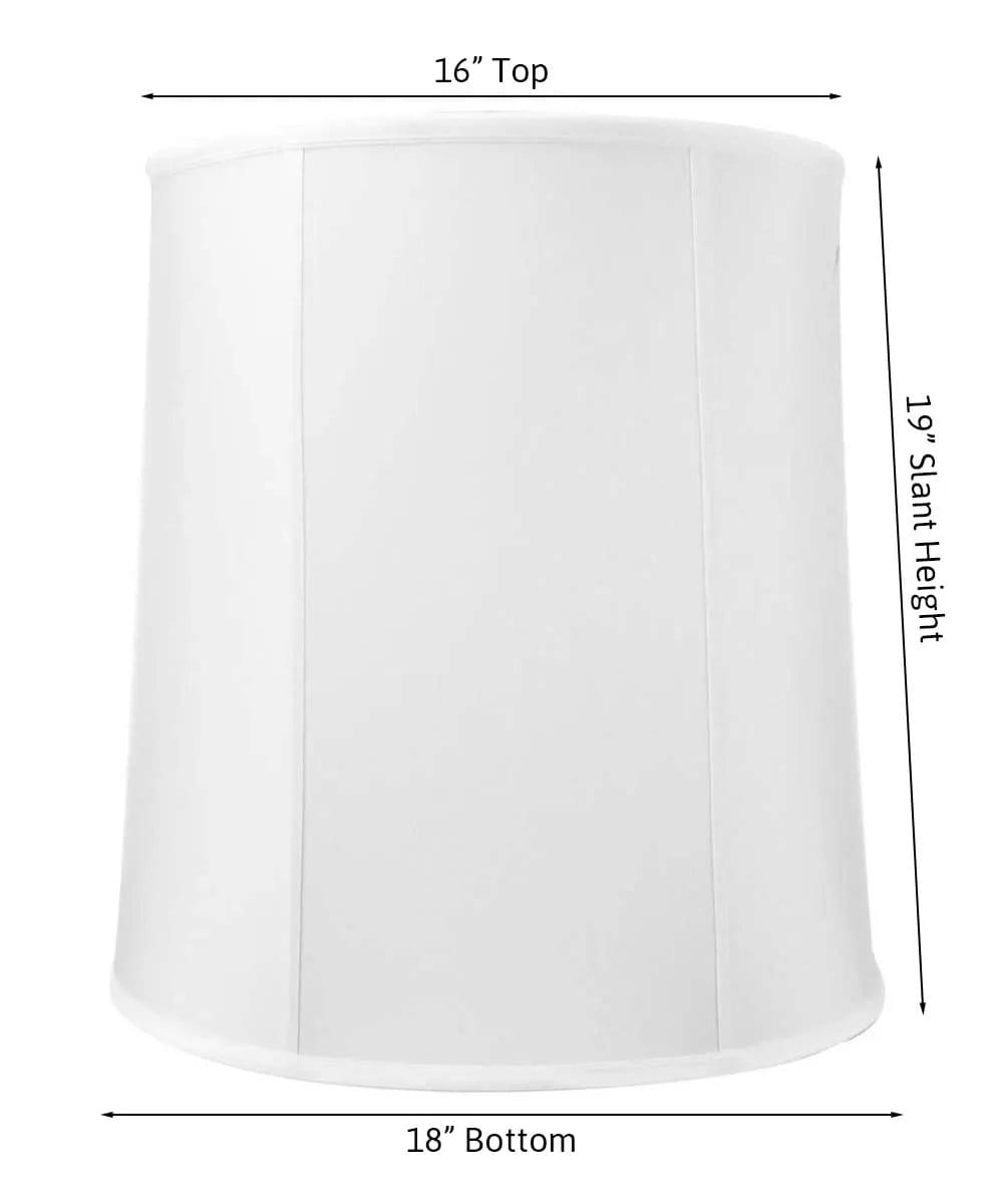 Tall Drum Lampshade | White Shantung Fabric | 16X18X19 Inches