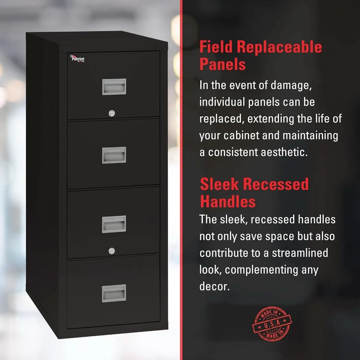 Patriot Vertical 4 Drawer Fire Rated File Cabinet USA Made from PriceLows™