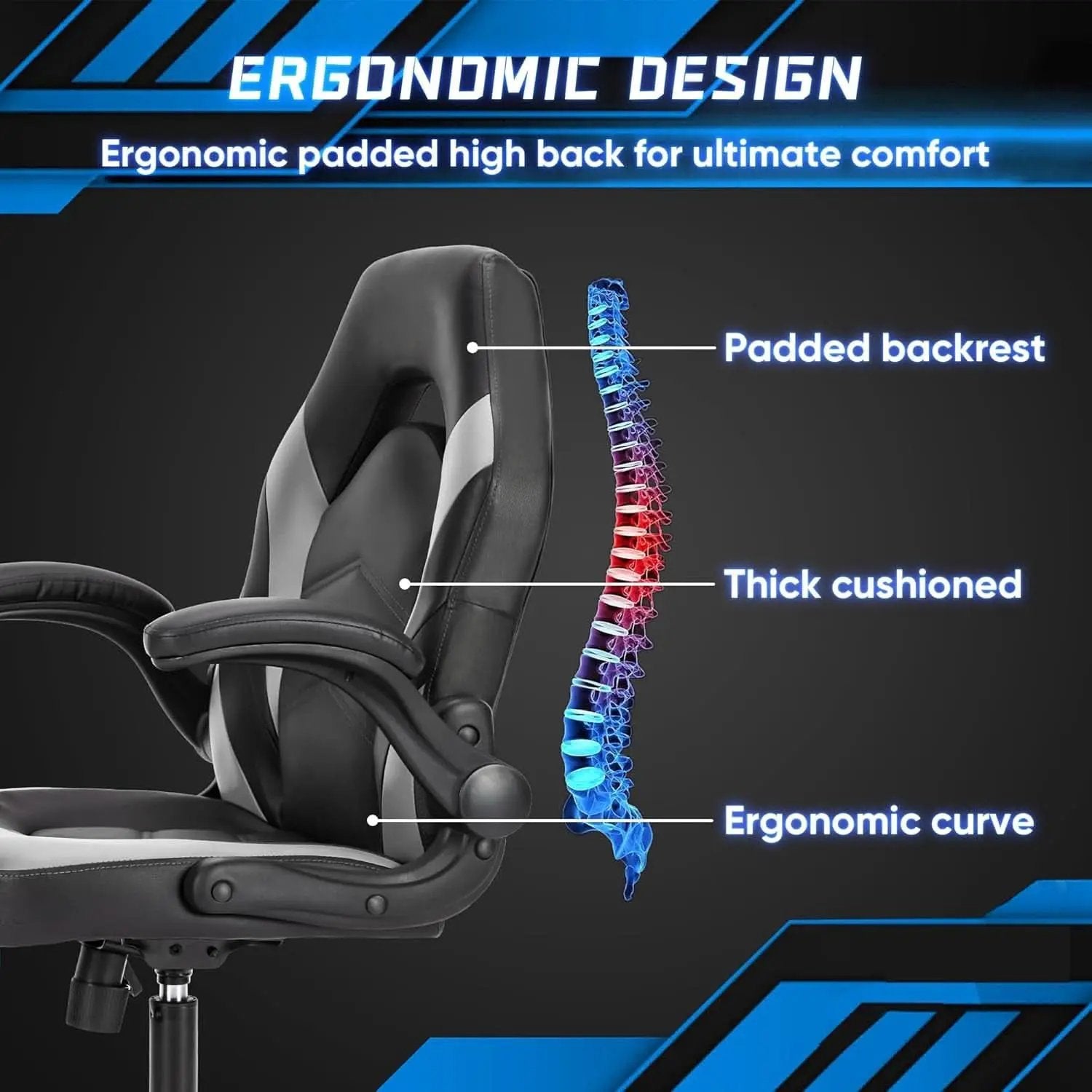 Big And Tall Leather Office Desk Gaming Chair With Adjustable Arms from PriceLows™