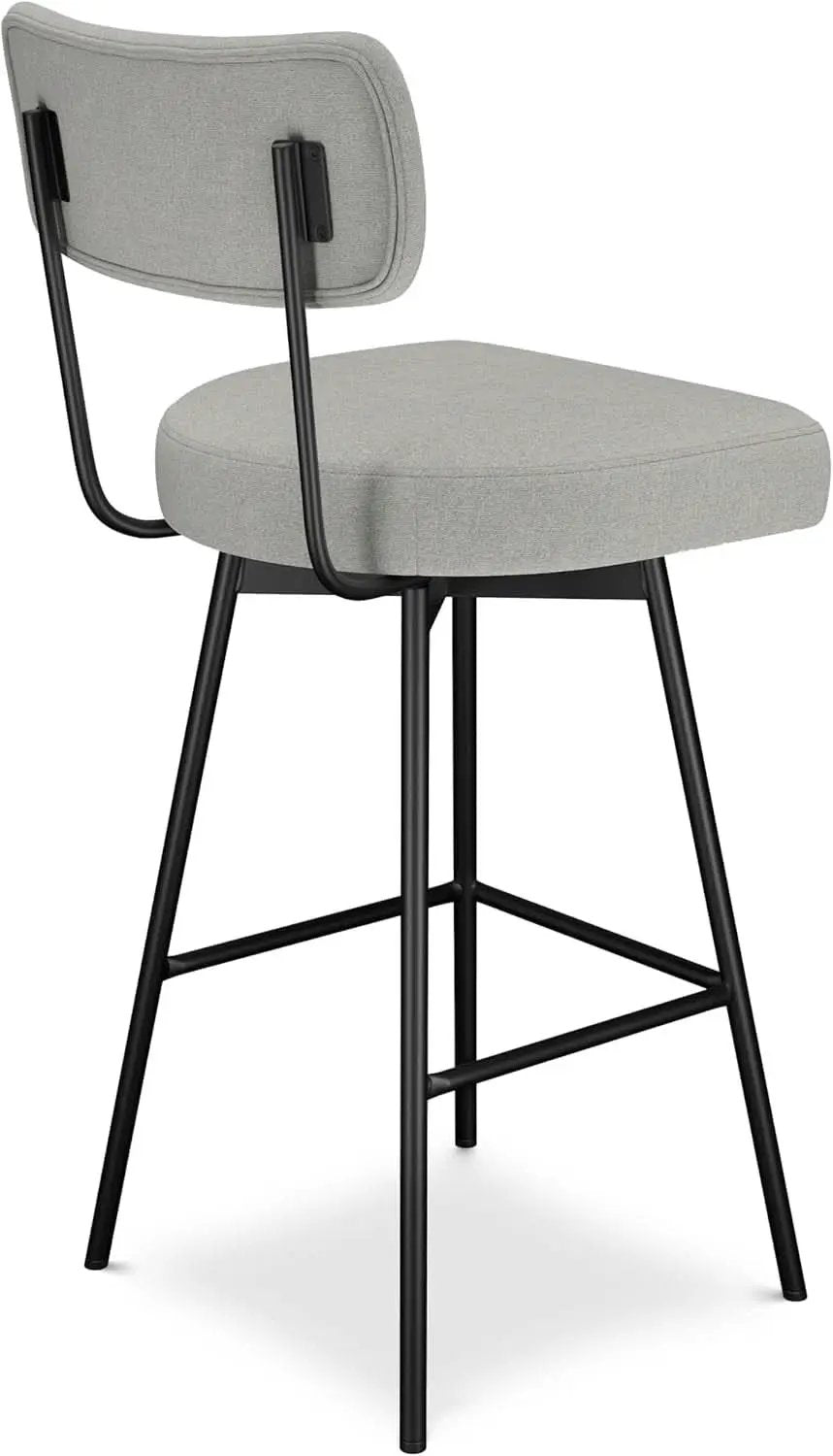 Giselle Swivel Bar Stools Set 2 29 Inch Upholstered Light Grey from PriceLows™