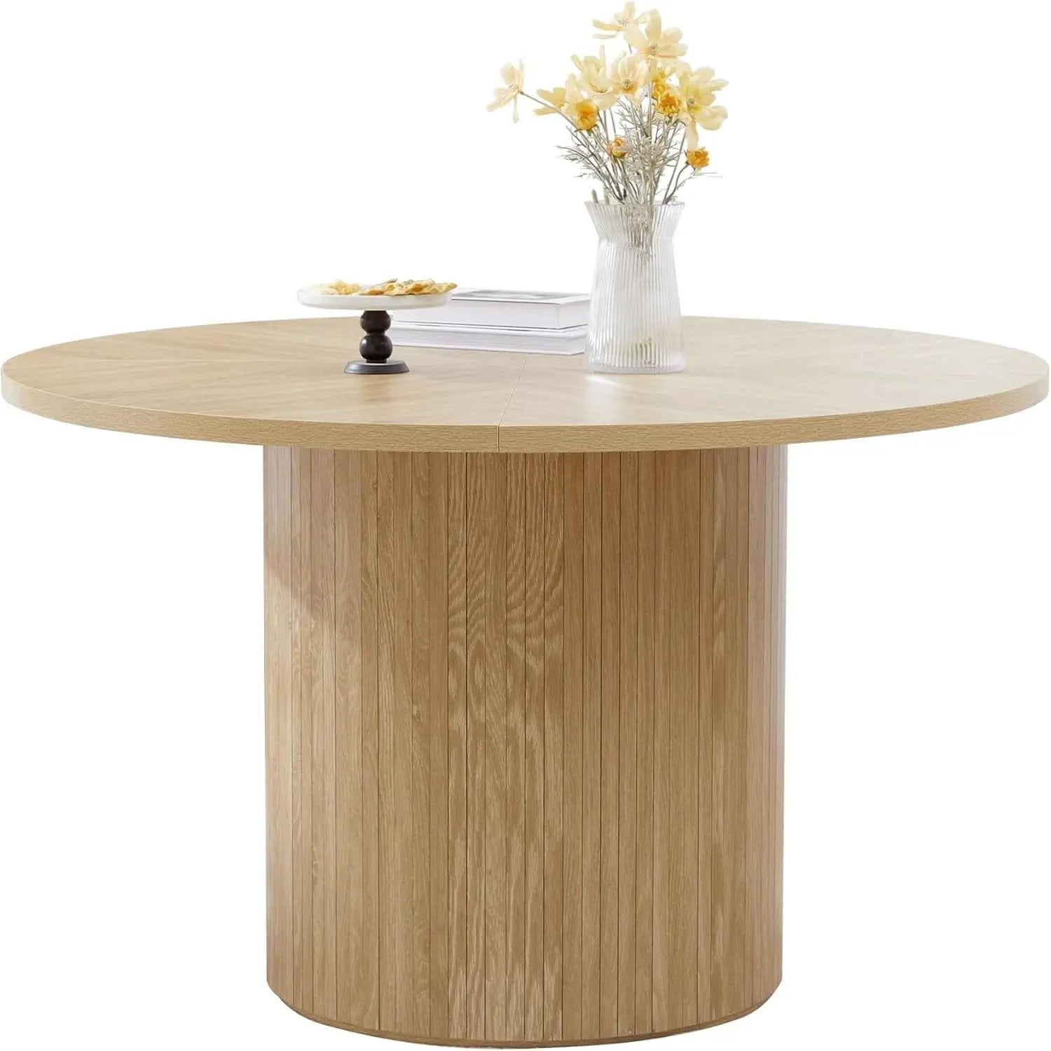 Round Dining Table For 4 47 Inch Modern Farmhouse Natural from PriceLows™