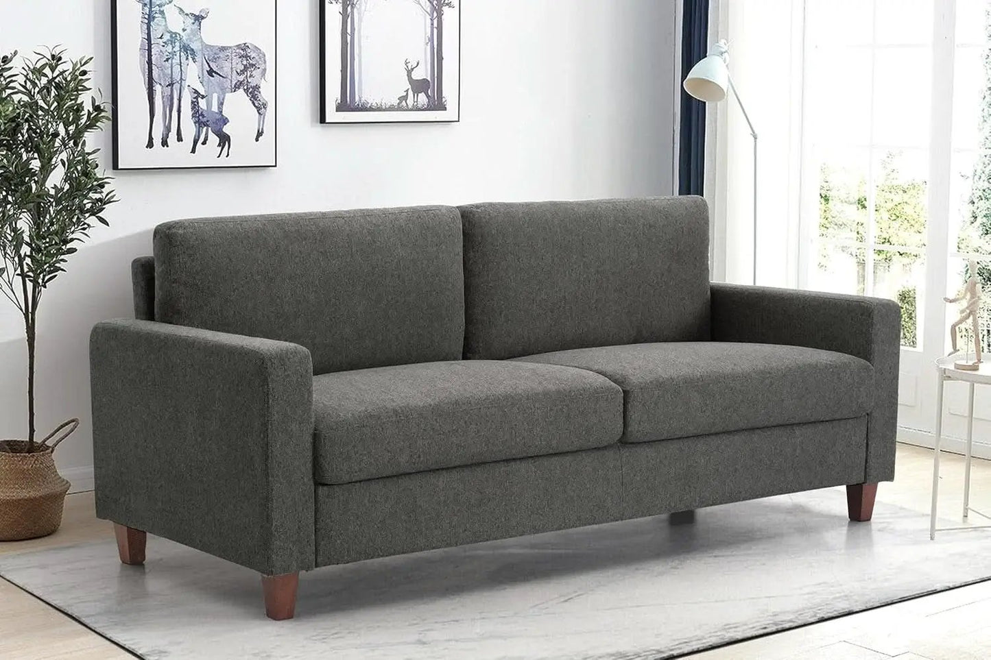 Miles 2 Piece Couch And Loveseat Set With Reversible Pillows Grey from PriceLows™