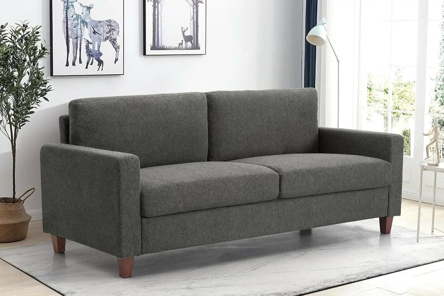 Miles 2 Piece Couch And Loveseat Set With Reversible Pillows Grey from PriceLows™