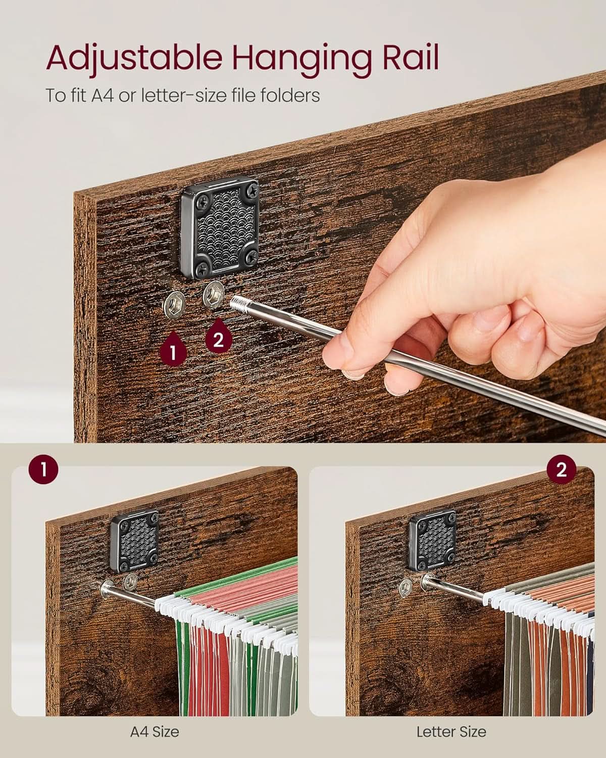 Two Drawer File Cabinet With Lock Printer Stand For A4 And Letter Size Files Rustic Brown And Black from PriceLows™