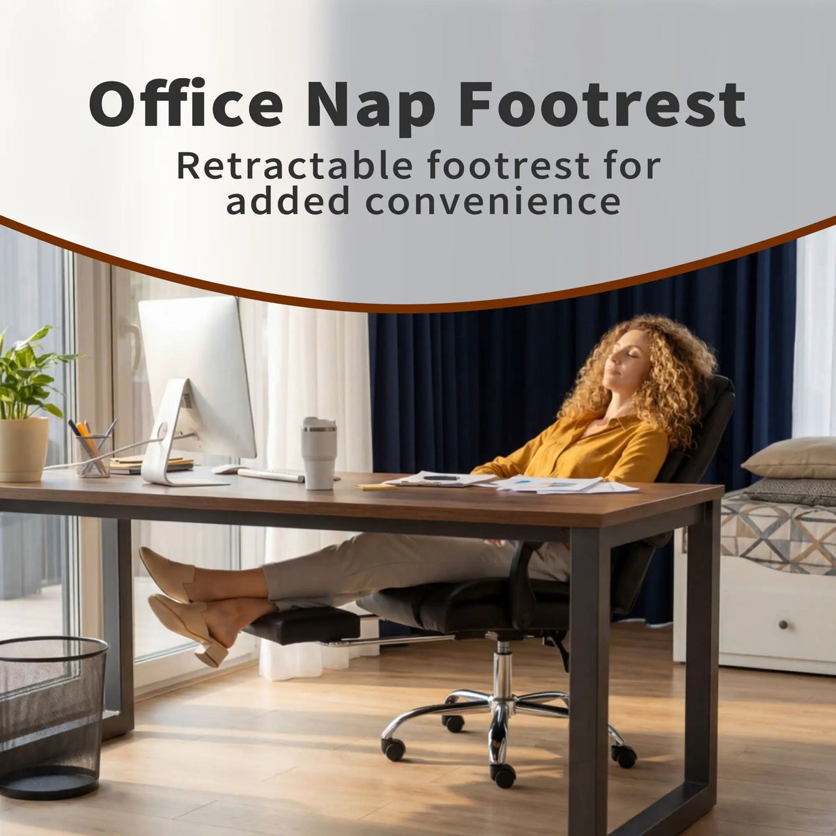 Executive Office Chair With Footrest | Adjustable Height | Reclining 135 Degree Tilt | Black