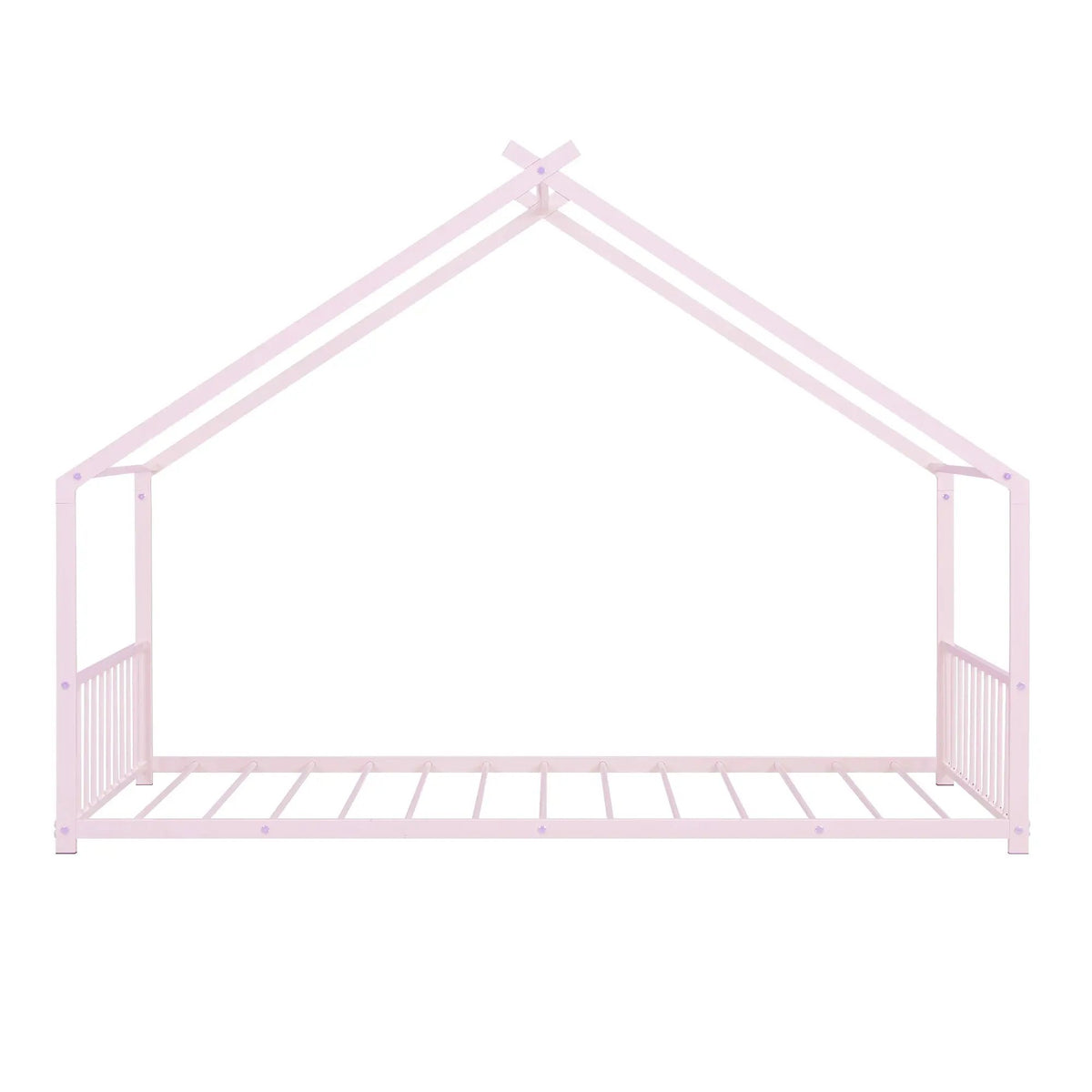 Metal House Bed | Roof Design | Semi-Enclosed Play Space | Contemporary Neutral Finish