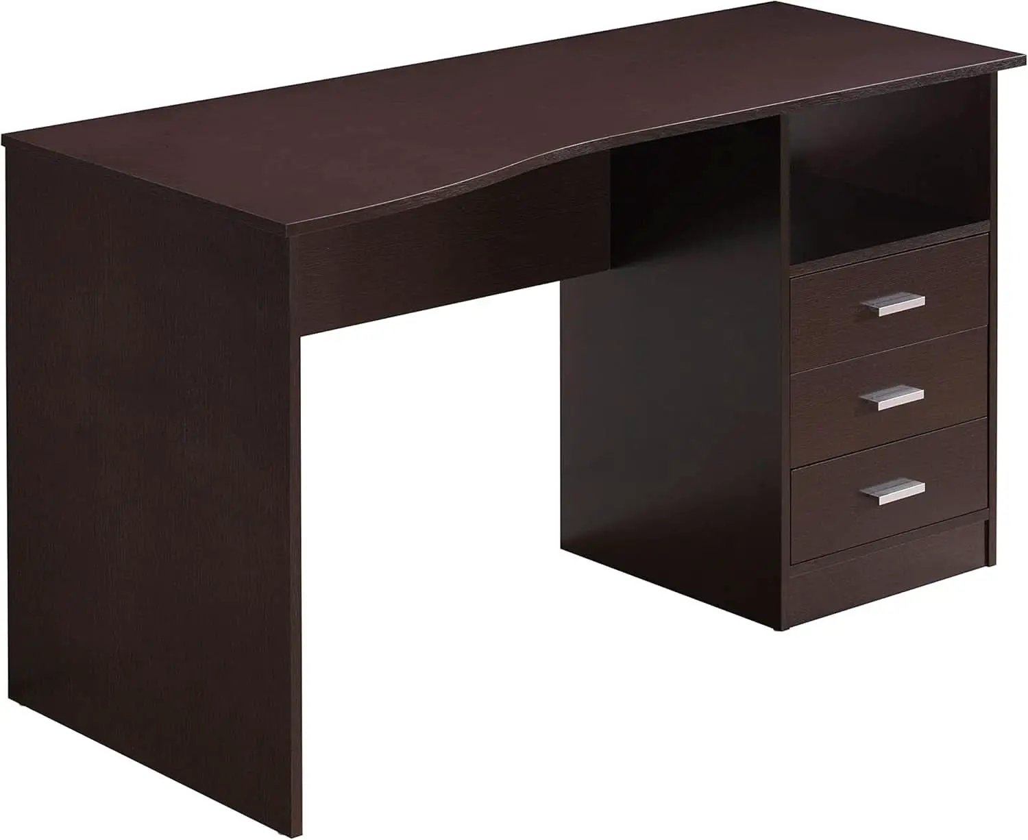 Wenge Computer Desk With 3 Drawers And Side Storage Shelf from PriceLows™