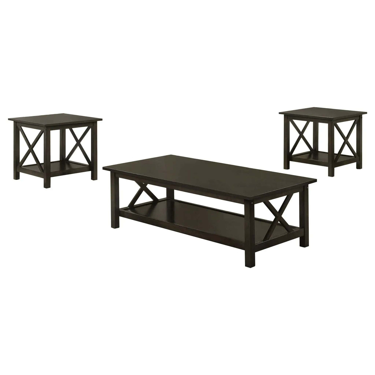 Rachelle 3-piece Rectangular Coffee Table Set Deep Merlot | 3-Piece Set | Rubberwood & Engineered Wood | Dining Room