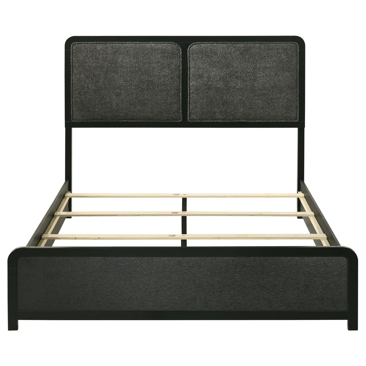 Cavelle 51-inch Upholstered Queen Panel Bed | 63.5 x 85 x 50.5 in | Engineered Wood & Chenille | Black