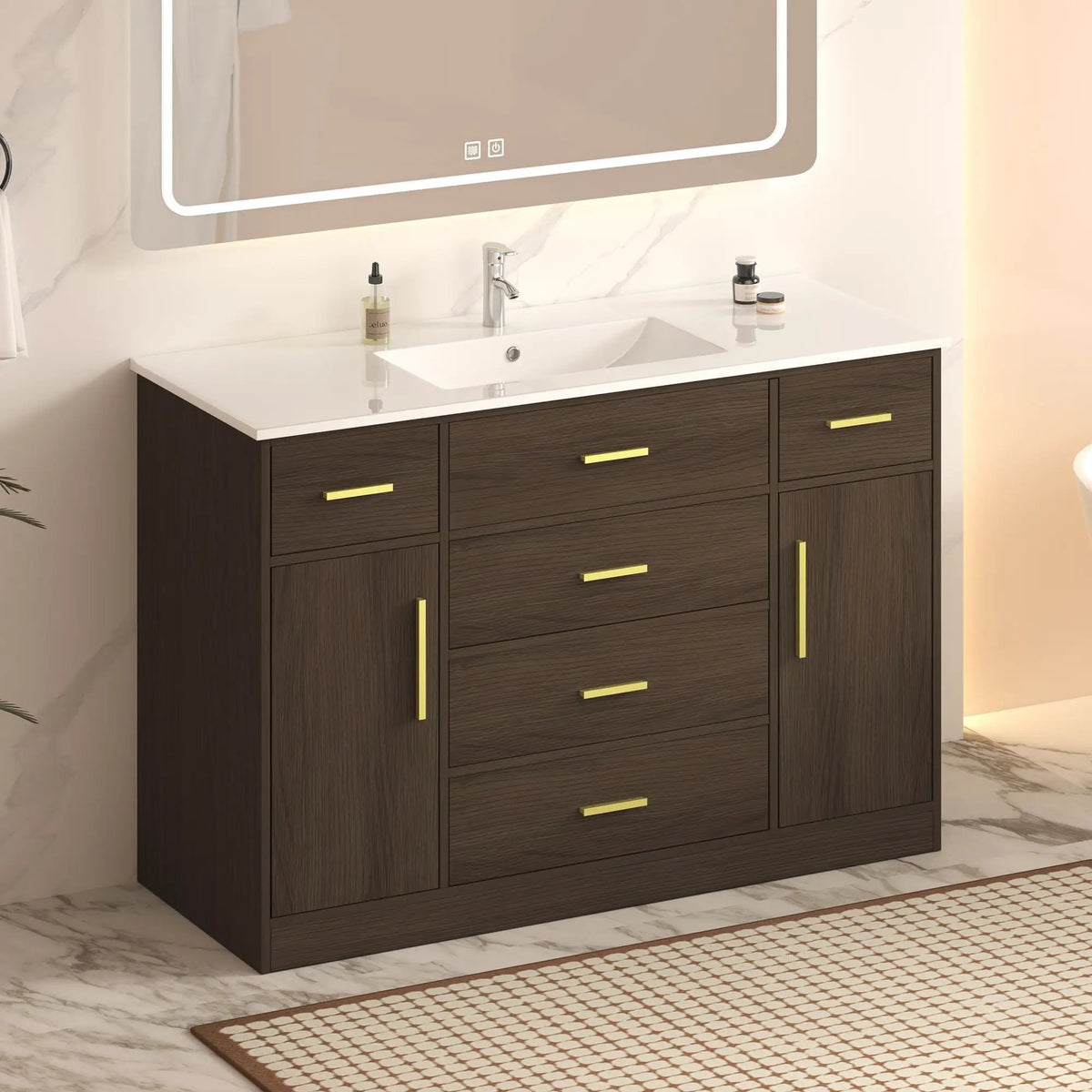 Bathroom Vanity With Abundant Storage | 2 Soft Close Doors | 6 Drawers | MDF Cabinet