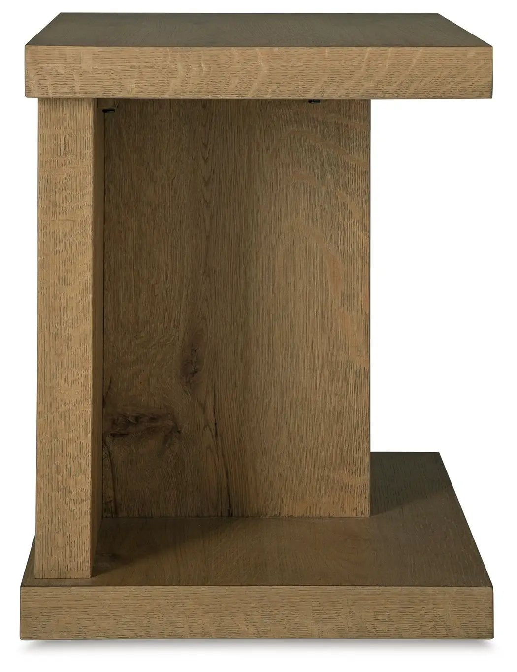 Brinstead Chairside End Table | Light Brown | Rustic Oak Veneer | 50 Inch Cord Length