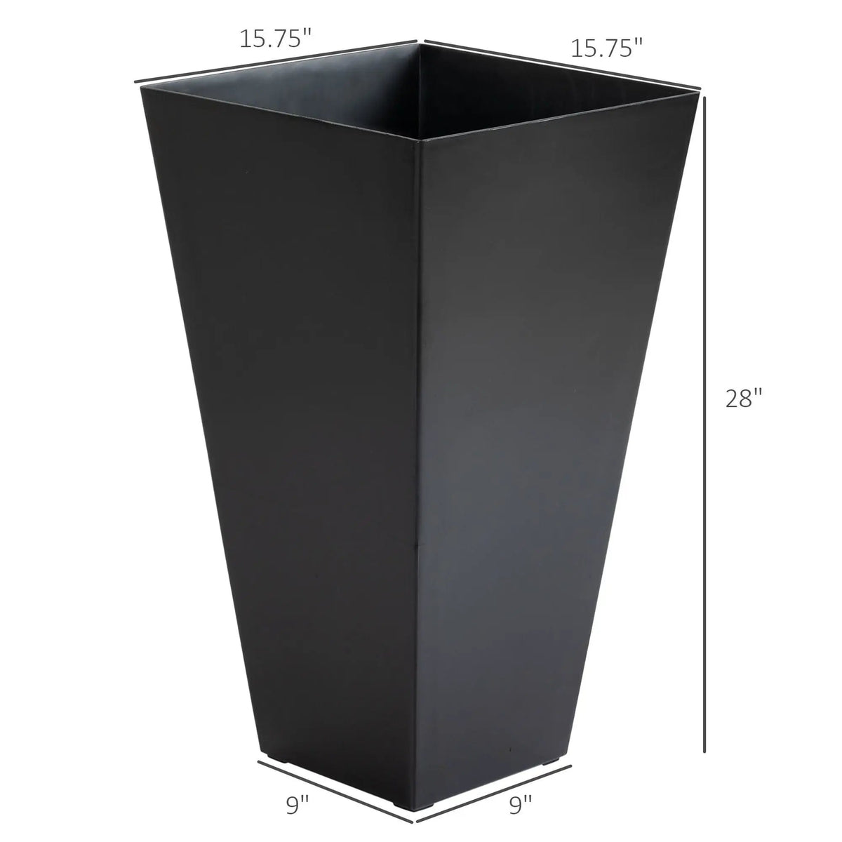 Outsunny Tapered Outdoor Planters | Set Of 3 | Faux Wood Grain Look | Drainage Holes And Plug