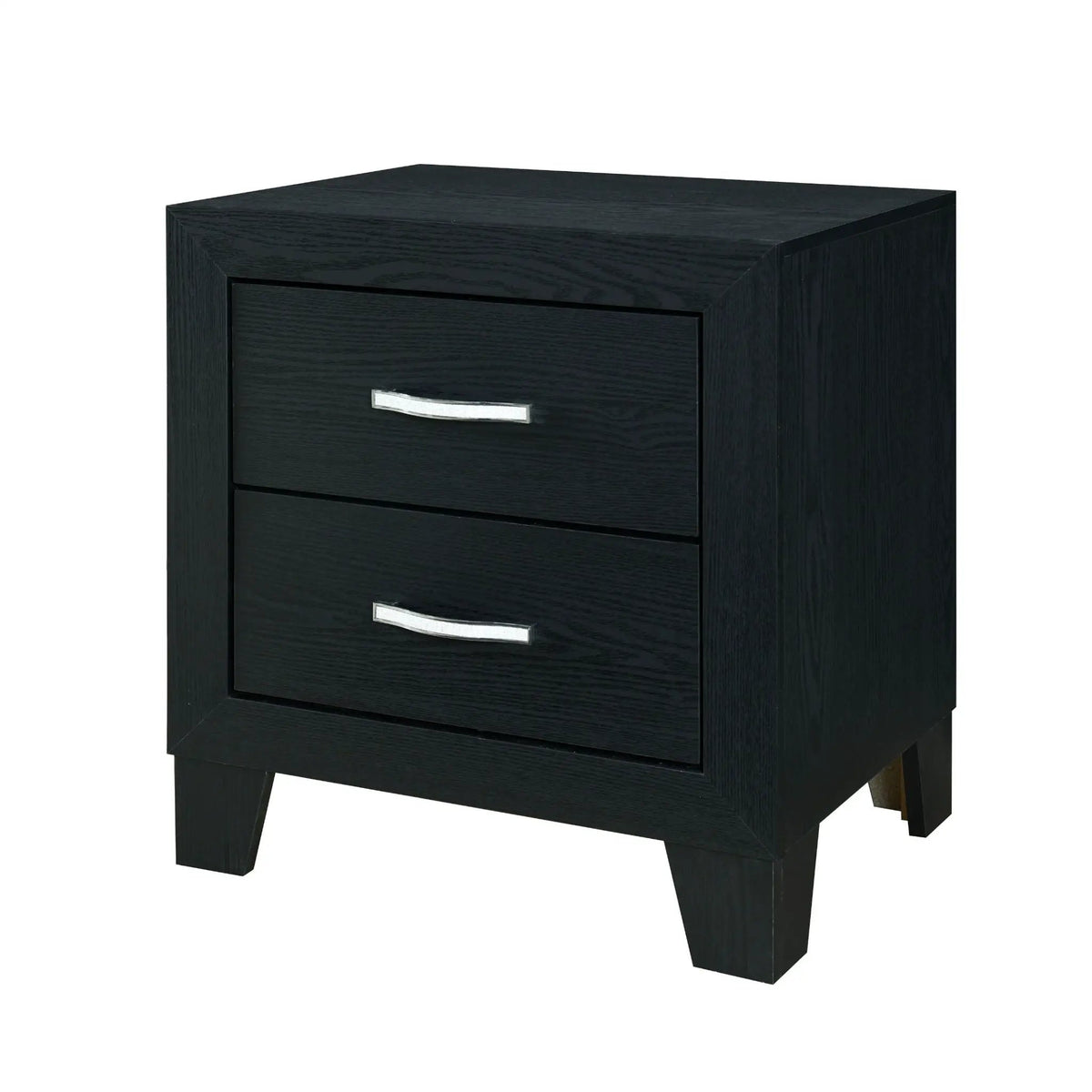 Carlos Nightstand | Black Wood Finish | 2 Drawers | Modern Design