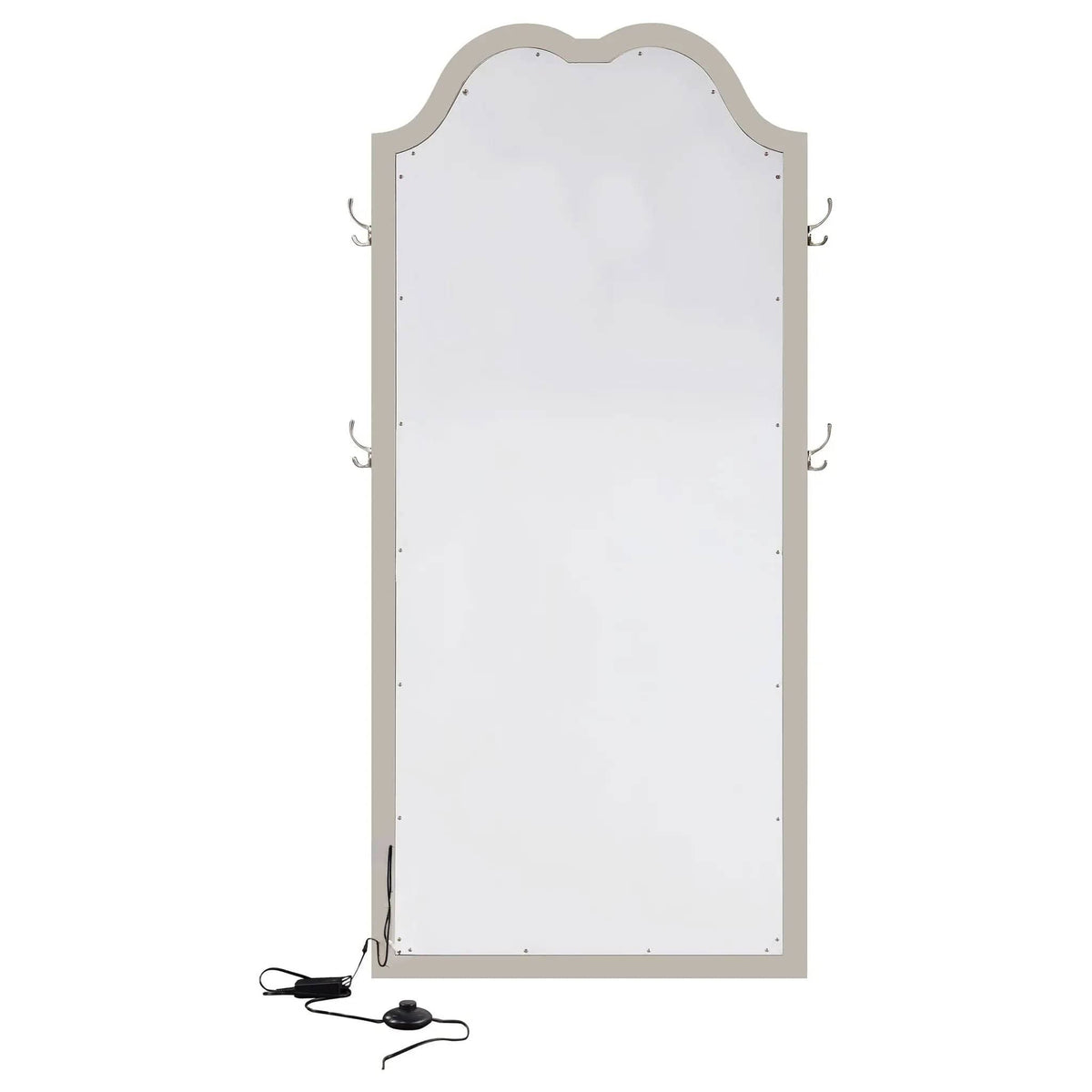 Evangeline Full Length LED Light Floor Mirror Silver | 35.75 x 2 x 80 in | Glass | Oak