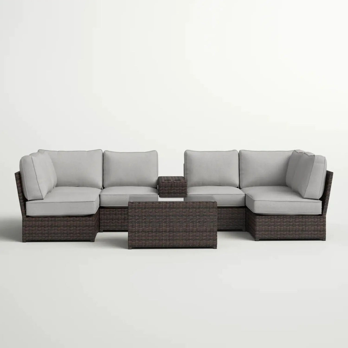 Modular Wicker Patio Seating Group | HDPE Wicker | Rustproof Aluminum Frame | 10 Thick Cushions
