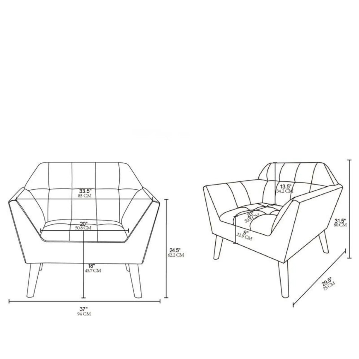 Modern Lounge Chair | Button Tufting | Mid-Century Design | Comfortable Armrests