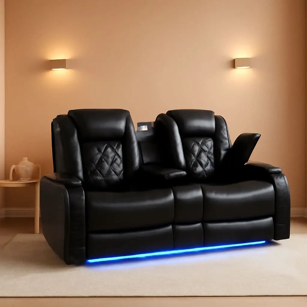 Electric Power Recliner Sofa Black With USB Charging Ports from PriceLows™