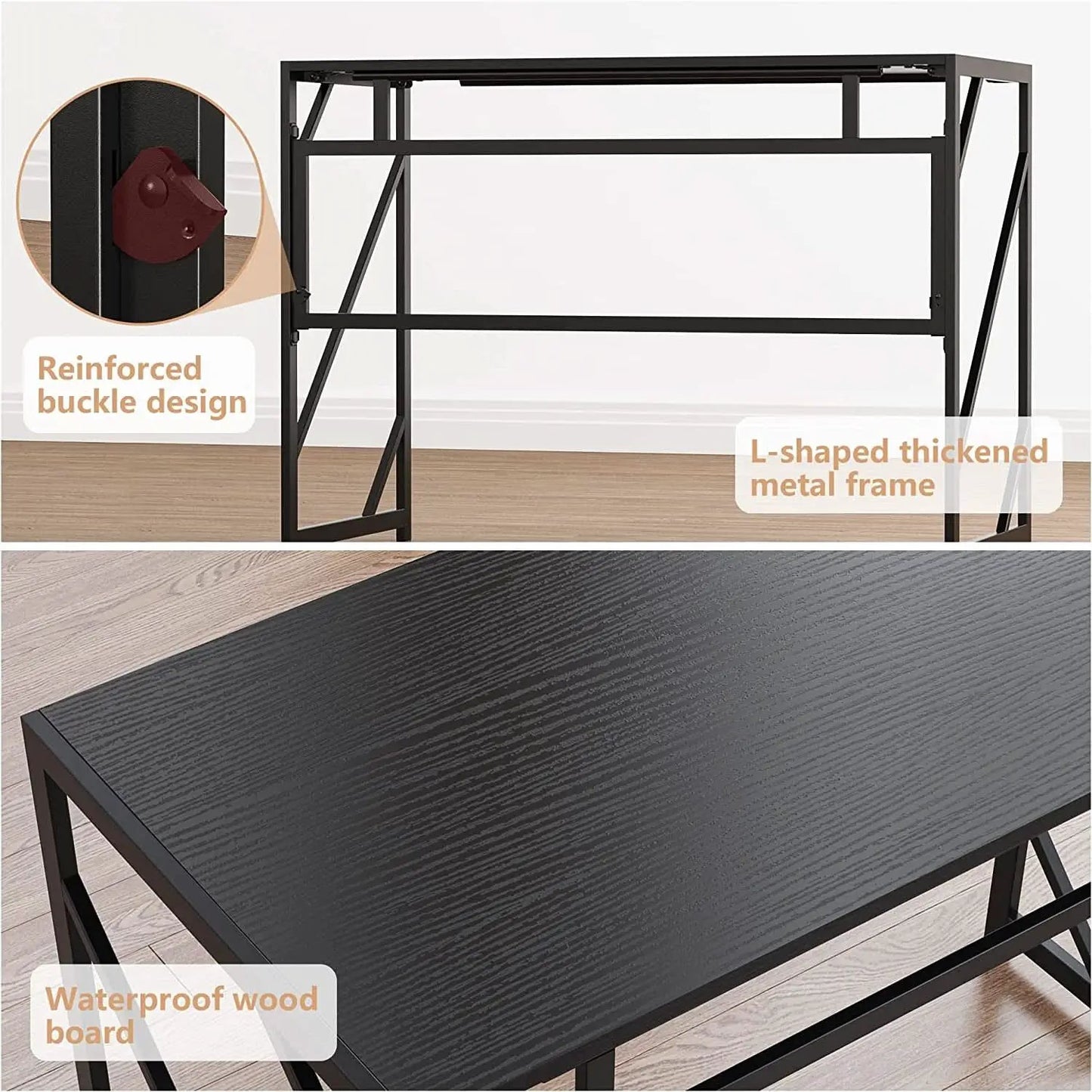 No Assembly Folding Desk for Small Spaces Home Office from PriceLows™