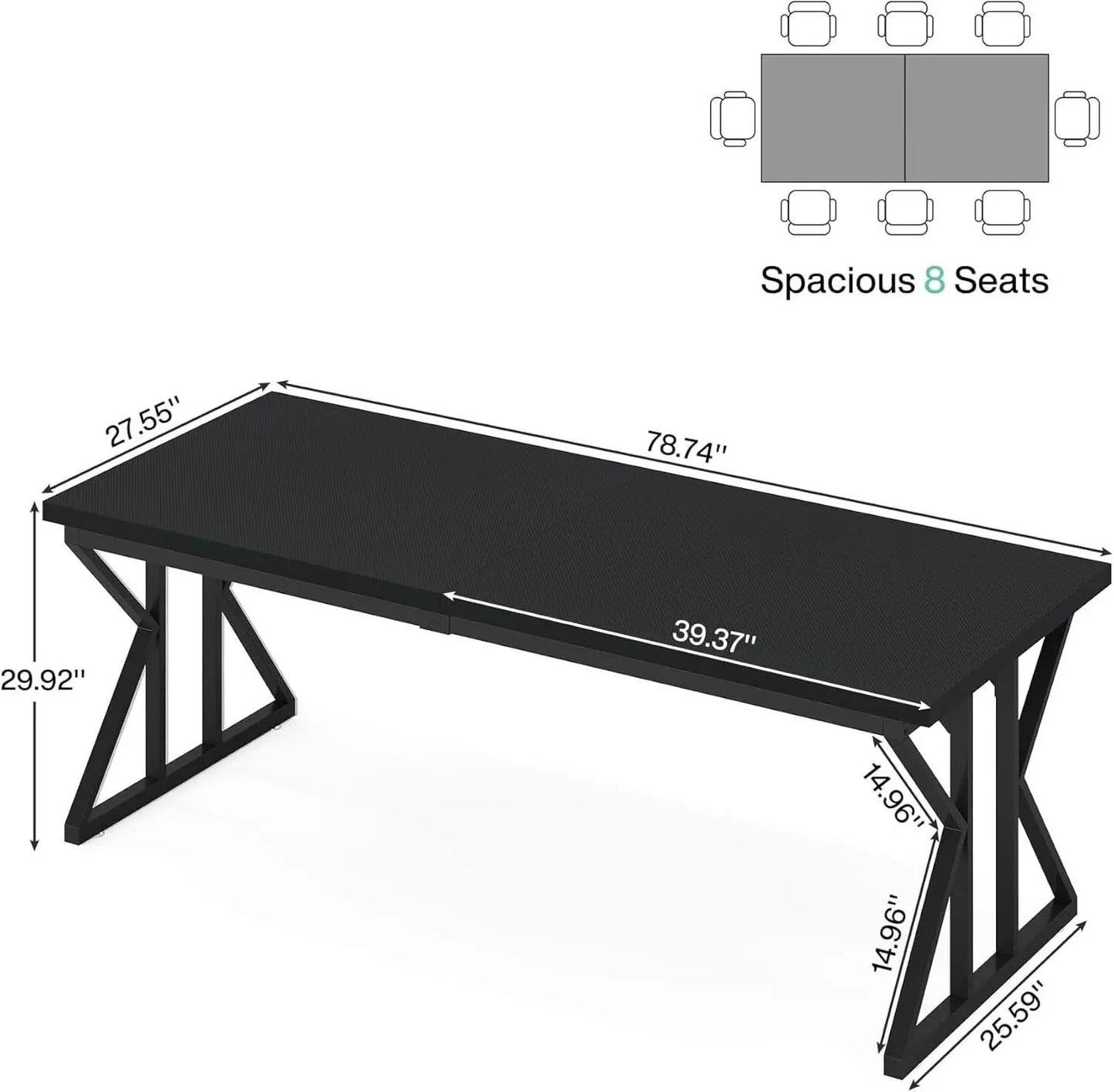 78.7 Inch Black Executive Desk Home Office Computer Desk from PriceLows™